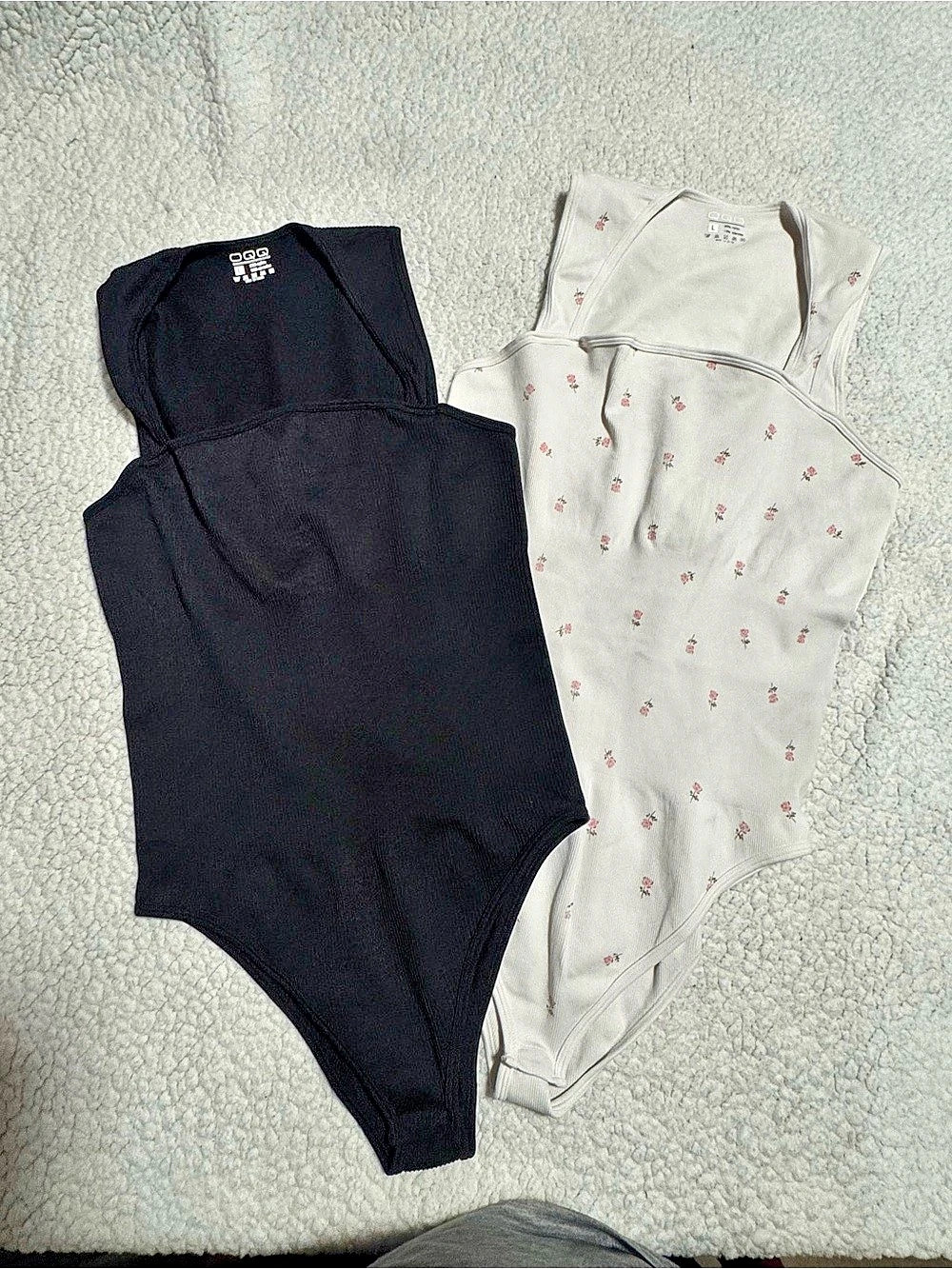 OQQ Ribbed Square Neck Sleeveless Tank Tops Bodysuits Bodysuit 2-Pack Girls